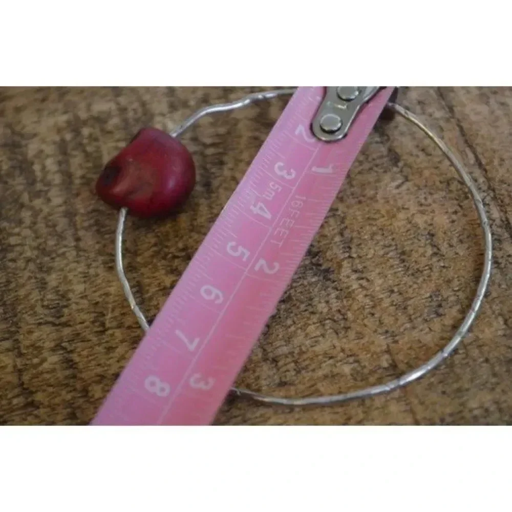 Vintage Red Skull  Bead on Sterling Silver Bangle - Picture 7 of 7